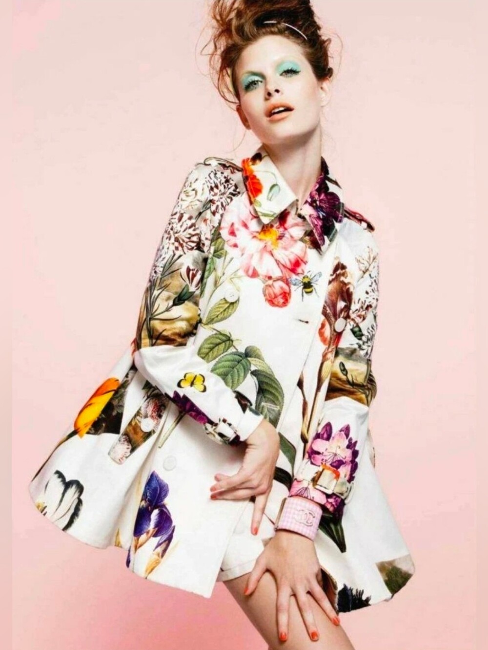 Stella McCartney White Botanical Floral Print Trench Coat Size 42